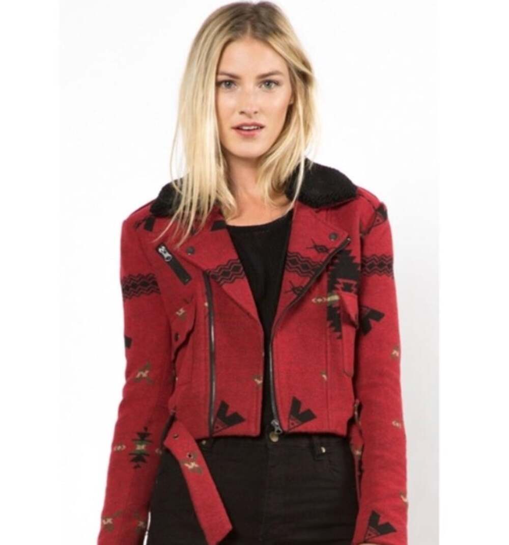 Capulet Moto Jacket Rust Moto Black Quilted Lining Womens Red XS
